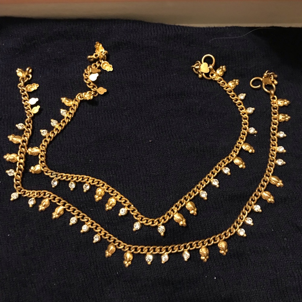 Bollywood Indian gold anklets pair